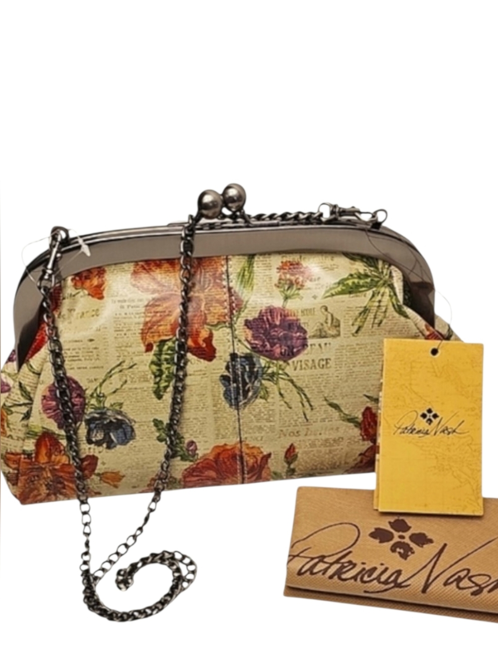 Patricia Nash Gisele Frame Bag Parisian Newspaper Collection